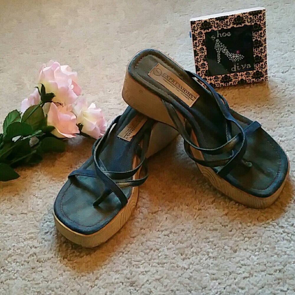 Jean Sandal Wedges
